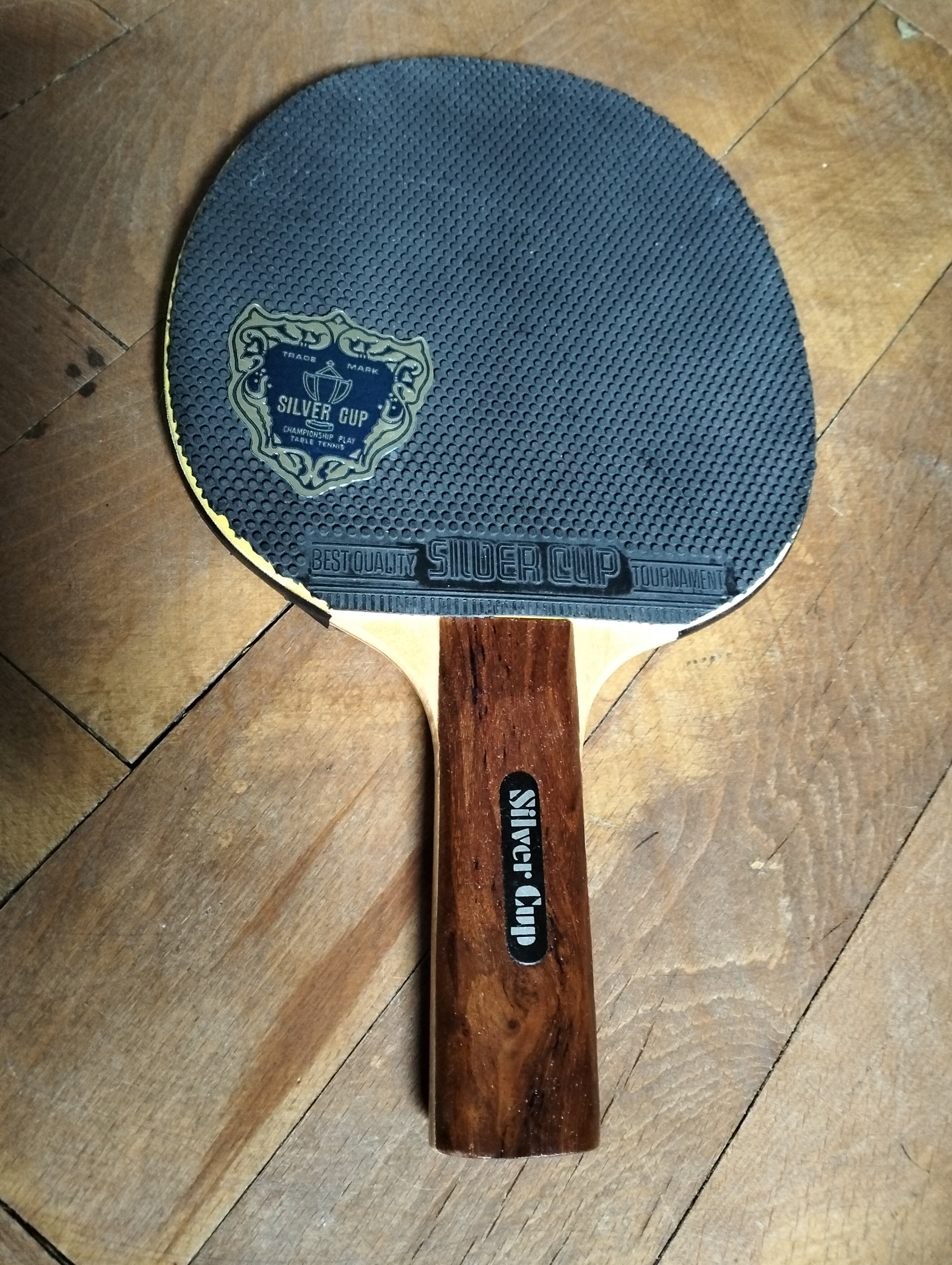 🏓 Vintage Silver Cup Tournament Racket – Sponge Pips Edition (c. 1975–1985)