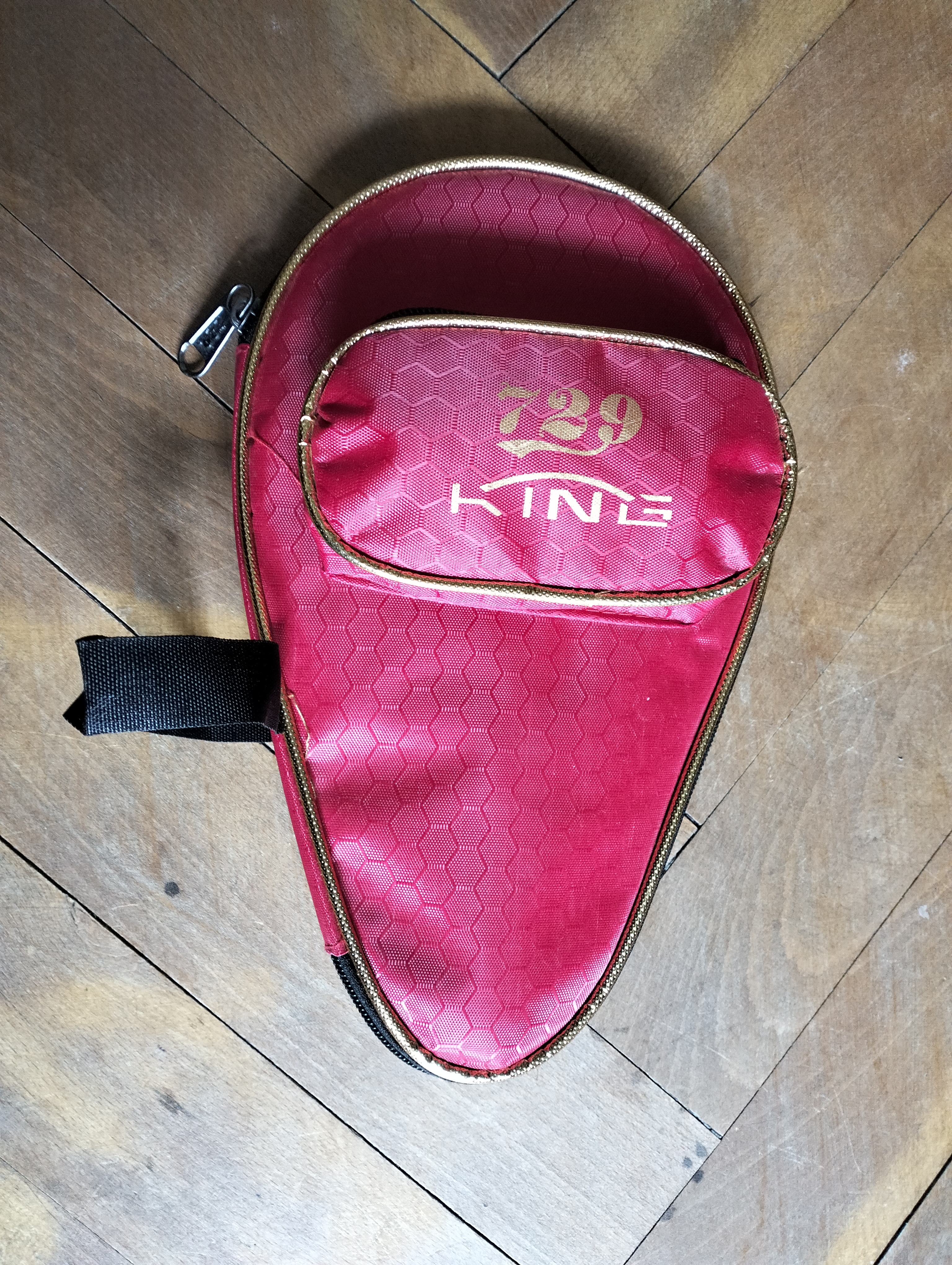 🏓 729 Red Table Tennis Racket Cover – Elegant Protection with Golden Trim