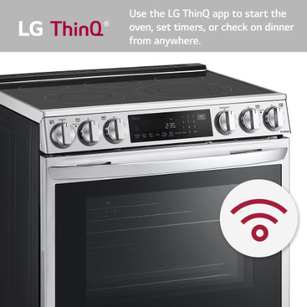 LG 30" LSEL6335F Smart Slide-in Electric Glass-Ceramic Top Range with InstaView and Wi-Fi, Air Fryer Oven in Smudge Resistant Stainless Steel