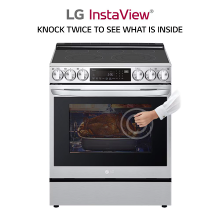 LG 30" LSEL6335F Smart Slide-in Electric Glass-Ceramic Top Range with InstaView and Wi-Fi, Air Fryer Oven in Smudge Resistant Stainless Steel