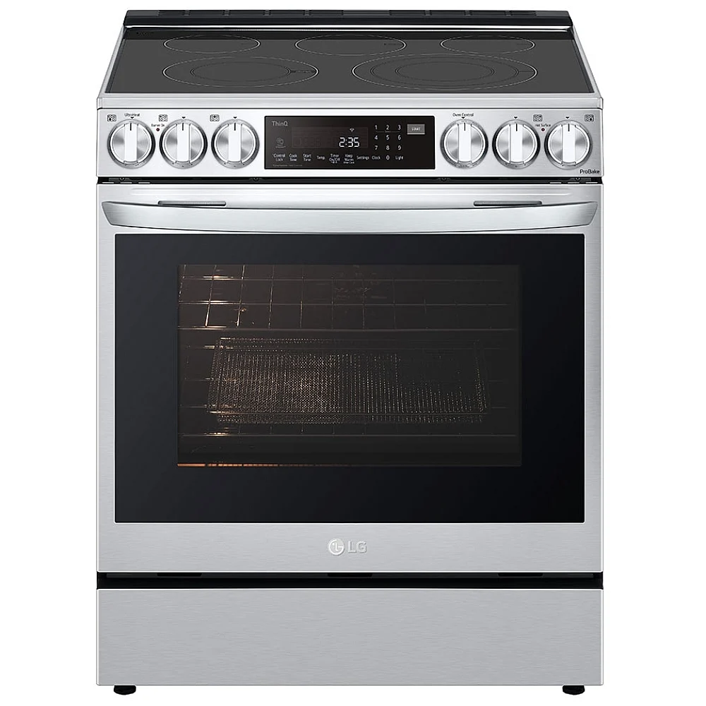 LG 30" LSEL6335F Smart Slide-in Electric Glass-Ceramic Top Range with InstaView and Wi-Fi, Air Fryer Oven in Smudge Resistant Stainless Steel