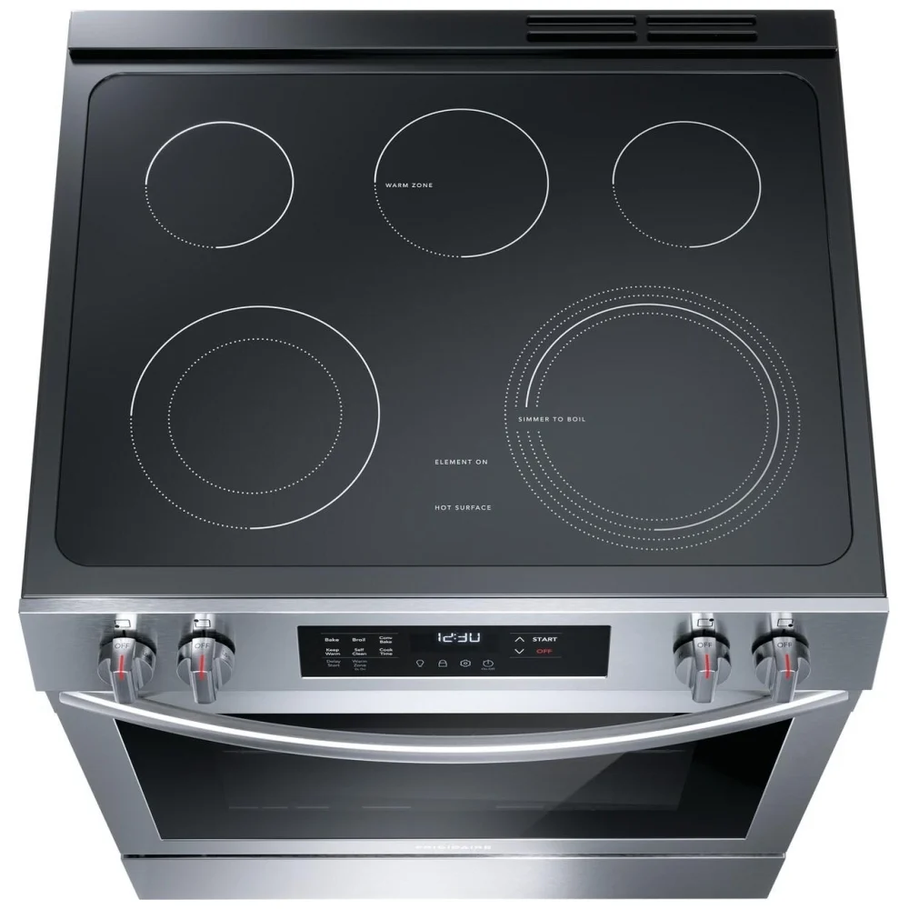 Frigidaire 30" FCFE308CAS Slide-In Electric Range with Space wise elements and Self-Cleaning Convection Oven in Stainless Steel