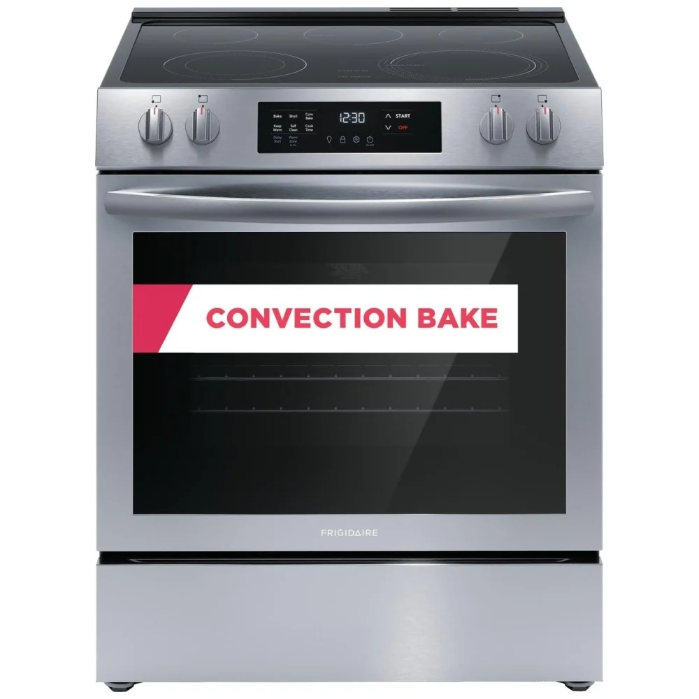Frigidaire 30" FCFE308CAS Slide-In Electric Range with Space wise elements and Self-Cleaning Convection Oven in Stainless Steel