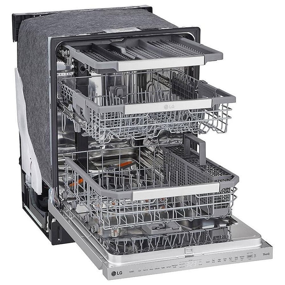 LG 24" LDPS6762S 24" 44dBA Top Control Smart Dishwasher with Adjustable 3rd Rack, Hard Food Disposer, QuadWash Pro with TrueSteam® Cleaning