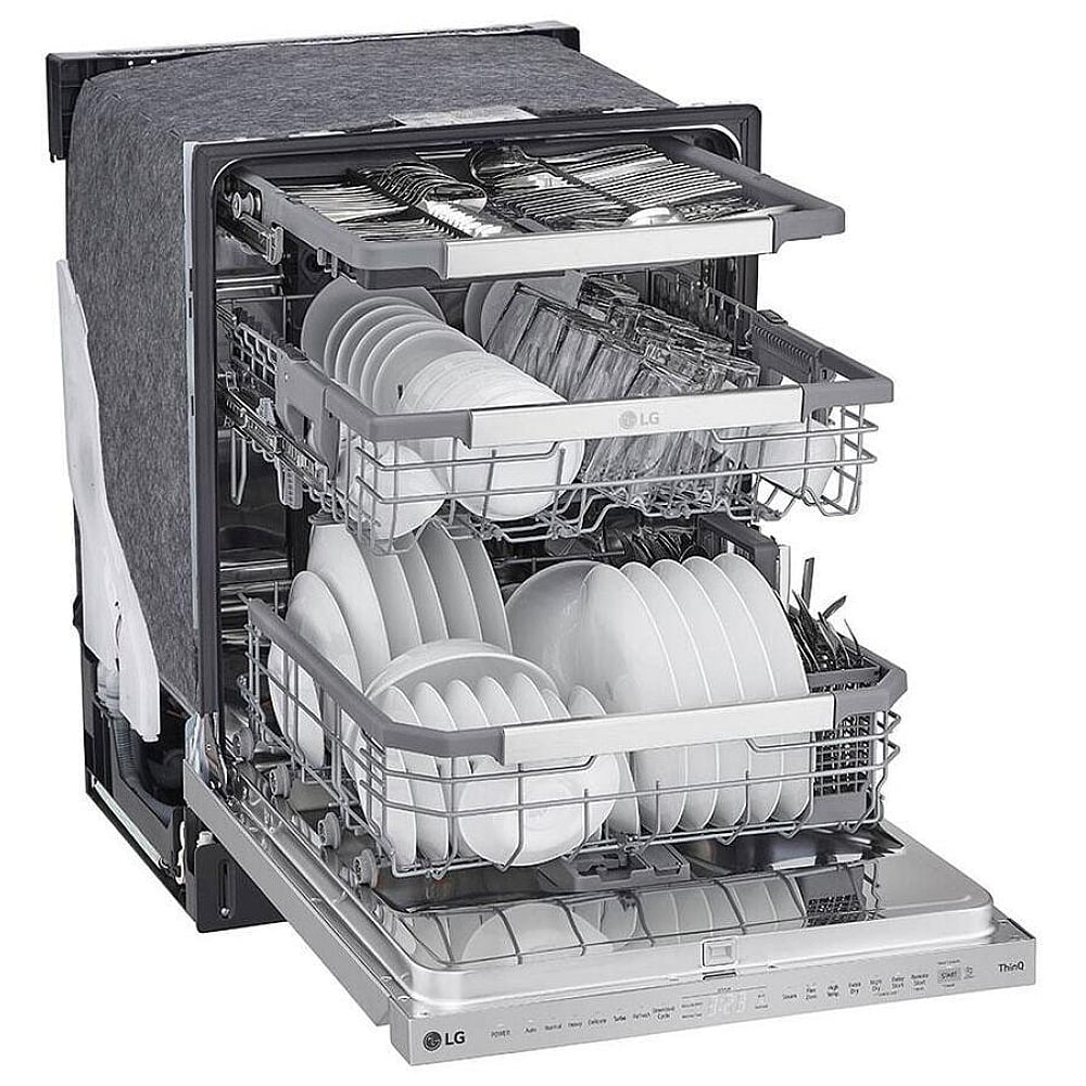 LG 24" LDPS6762S 24" 44dBA Top Control Smart Dishwasher with Adjustable 3rd Rack, Hard Food Disposer, QuadWash Pro with TrueSteam® Cleaning