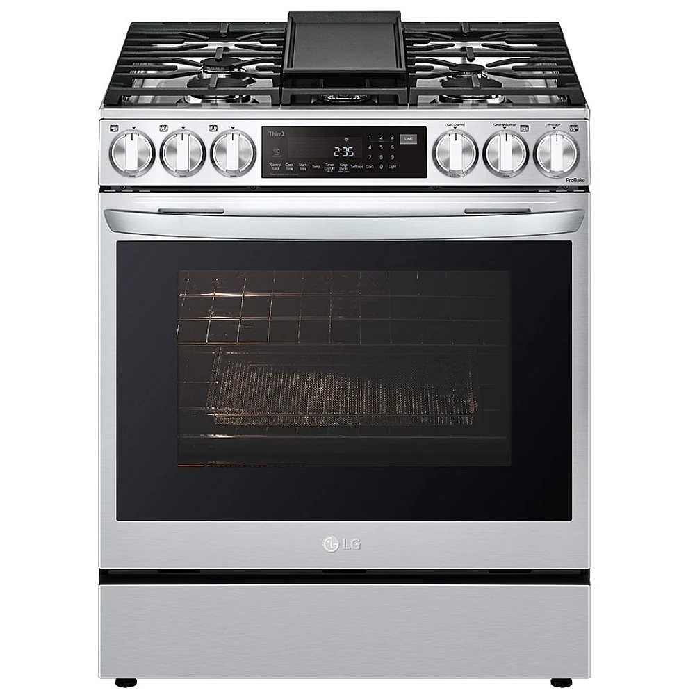 LG 30" LSGL6335F Slide-in Smart Gas Range with InstaView and Air Fry, ProBake Convection Oven in Smudge Resistant Stainless Steel