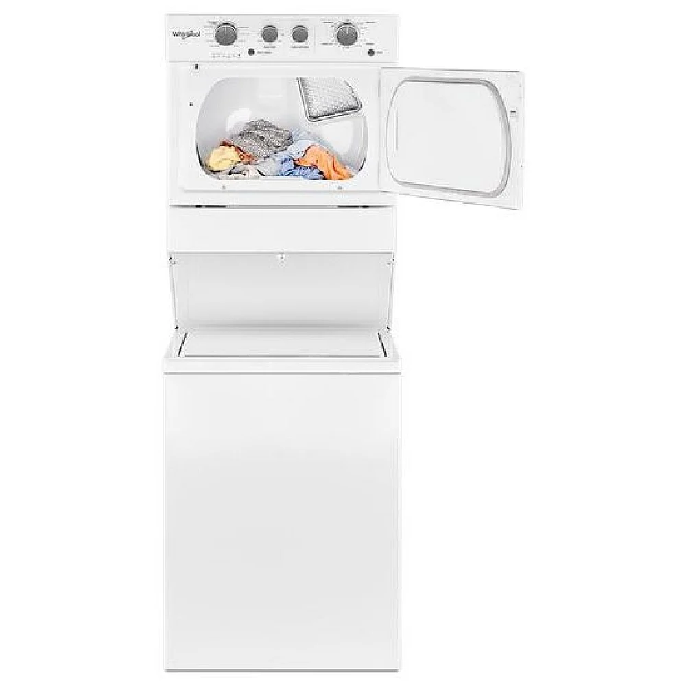 Whirlpool 27" YWET4027HW Laundry Center Stacked 4.0 cu. ft. Washer and 5.9 cu. ft. Electric Dryer in White