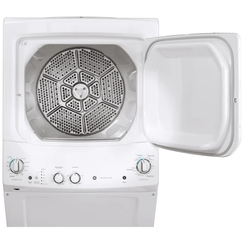 GE 24-Inch GUD24ESMMWW 2.6 cu. ft.Unitized Apartment Size Stacked Washer and 4.4 cu. ft. Dryer Laundry Centre in White