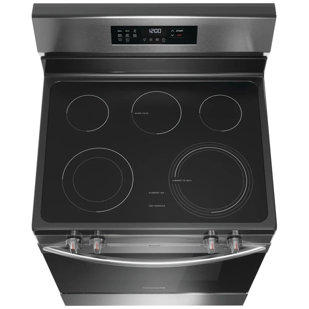 30" Frigidaire FCRE308CAS Freestanding Electric Range with Even Temp 5 Elemenet Cooktop Air Fry and Convection Bake in Stainless Steel