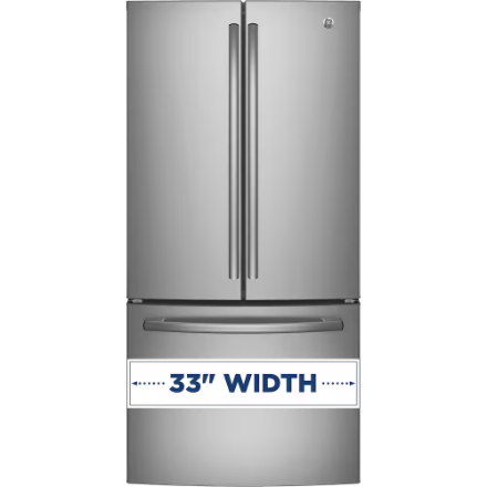 GE  GNE25DYRKFS  33-inch French Door Refrigerator  24.8 cu.ft.  Fingerprint Resistant Standard Depth in Stainless Steel