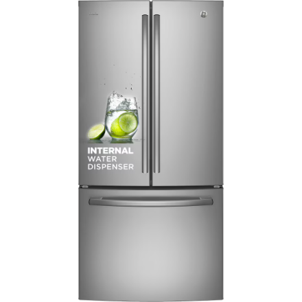 GE Profile PNE25NYRKFS 33-inch French Door Bottom Freezer Refrigerator, Optional Smart and Fingerprint Resistant Full Depth in Steel ENERGY STAR®
