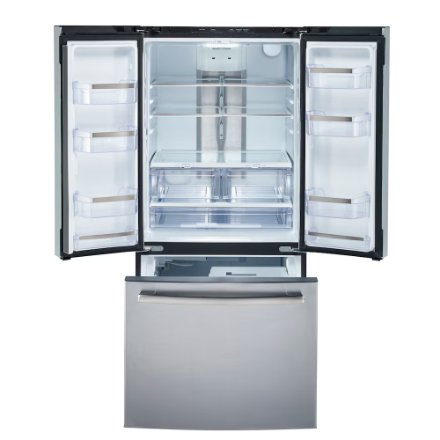 GE Profile PNE25NYRKFS 33-inch French Door Bottom Freezer Refrigerator, Optional Smart and Fingerprint Resistant Full Depth in Steel ENERGY STAR®