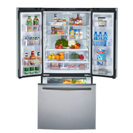 GE Profile PNE25NYRKFS 33-inch French Door Bottom Freezer Refrigerator, Optional Smart and Fingerprint Resistant Full Depth in Steel ENERGY STAR®