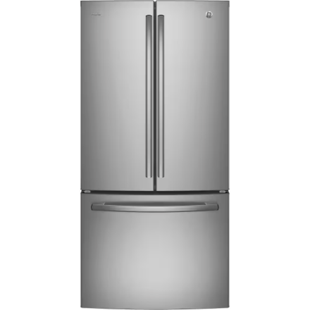 GE Profile PNE25NYRKFS 33-inch French Door Bottom Freezer Refrigerator, Optional Smart and Fingerprint Resistant Full Depth in Steel ENERGY STAR®