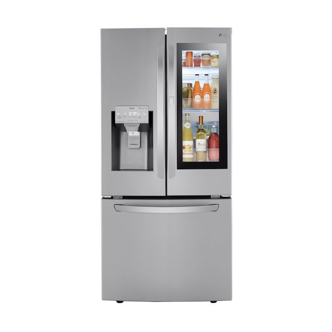 LG 33-in Instaview LRFVS2503S 25.1-cu ft Door-in-Door French Door Bottom Freezer Refrigerator