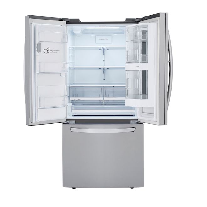 LG 33-in Instaview LRFVS2503S 25.1-cu ft Door-in-Door French Door Bottom Freezer Refrigerator