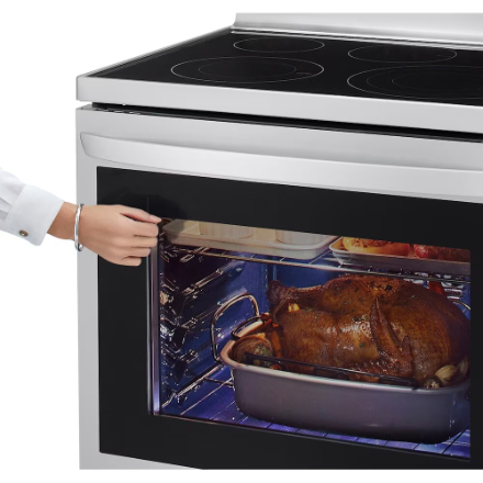 LG 30 " LREL6325F Freestanding Electric Glass-Ceramic Top Range with InstaView and Air Fryer Oven in Smudge Resistant Stainless Steel