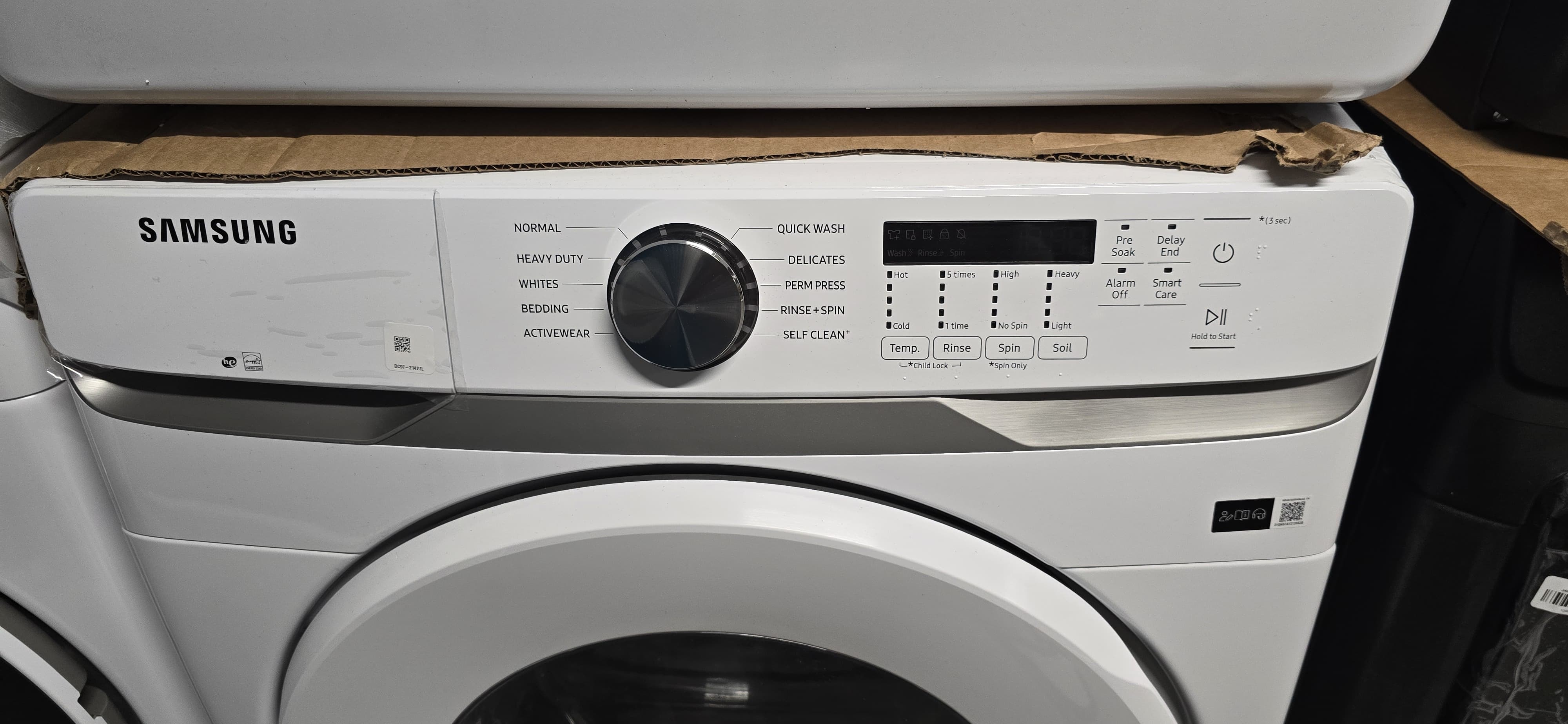 Samsung 5.2 Cu. Ft. Front Load Washer & 7.5 Cu. Ft. Electric Dryer Set – White Model # WF45T6000AW/A5 & DVE45T6005W/AC