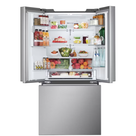 LG  LF25S6330S 33-inch W 25 cu.ft. Standard Depth 3-Door French Door Refrigerator with Dual Ice Makers in Stainless Steel - ENERGY STAR®