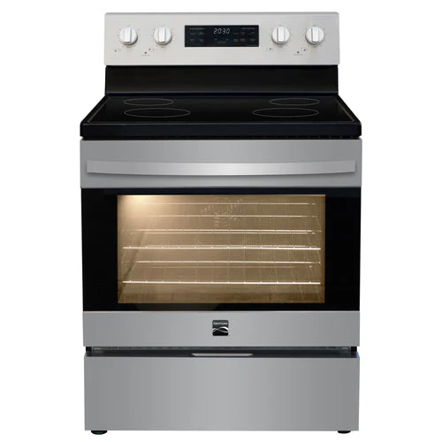 Kenmore KKFTR4.8-RearAFC-SS 30 in. 5 cu ft. Stainless Steel Freestanding Electric 4 Burner True Convection Range with Airfry