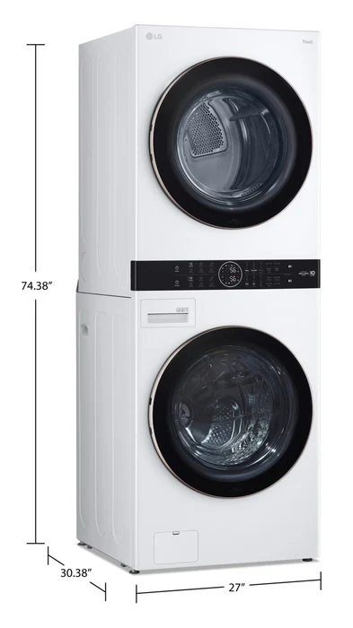 LG WKE100HWA Front Load WashTower Laundry Centre with 5.2 cu. ft. Washer and 7.4 cu. ft. Electric Dryer in White - ENERGY STAR®
