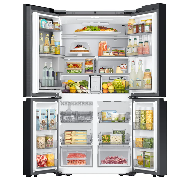 Samsung RF23DB9900QDAC 36" 22.5 Cu. Ft. Bespoke Counter-Depth 4-Door Flex™ with AI Family Hub+™ Refrigerator - Stainless Steel 