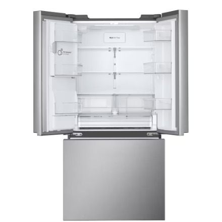 LG  LF25S6330S 33-inch W 25 cu.ft. Standard Depth 3-Door French Door Refrigerator with Dual Ice Makers in Stainless Steel - ENERGY STAR®