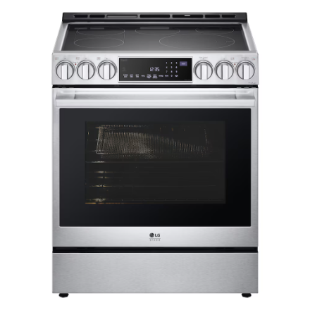 LG STUDIO LSES6338F 30"  Smart Slide-In Electric Range with InstaView, ProBake Convection & Air Fryer – Stainless Steel