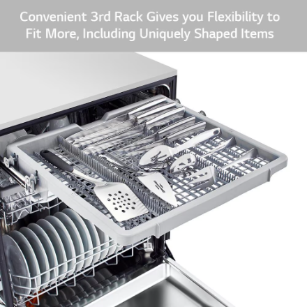 LG LDTS5552S 24-inch Top Control Smart Dishwasher in Fingerprint Resistant Stainless Steel with Stainless Steel Tub, 3rd Rack and QuadWash StCleaning, 46 dBA, ENERGY STAR® 