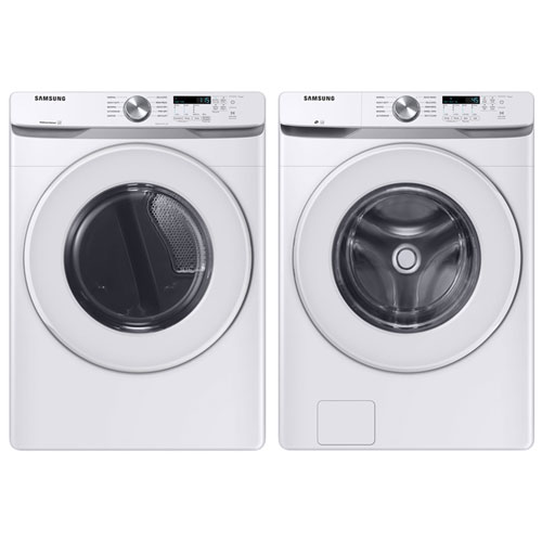 Samsung 5.2 Cu. Ft. Front Load Washer & 7.5 Cu. Ft. Electric Dryer Set – White Model # WF45T6000AW/A5 & DVE45T6005W/AC