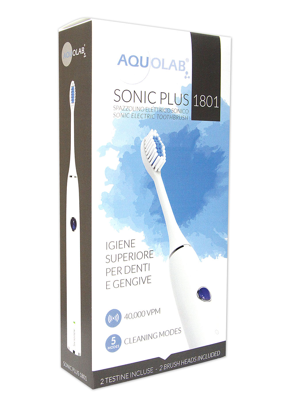 Brosse à dents AQUOLAB sonique 1801 avec 2 têtes de brossage
