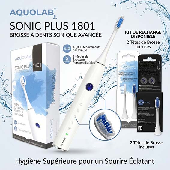 AQUOLAB Sonic 1801 Elektrische Zahnbürste, Schallzahnbürste