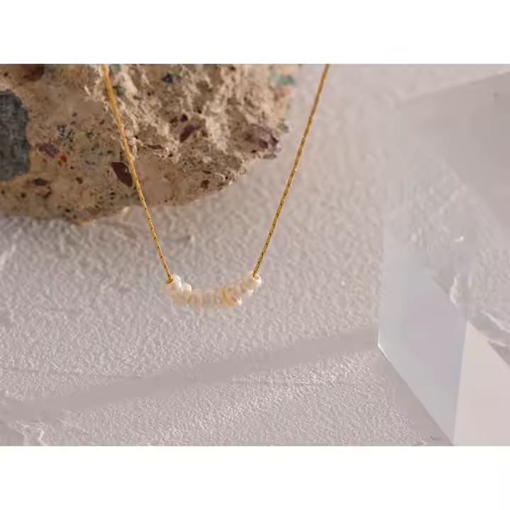 Colar Pérolas Naturais - Dourado