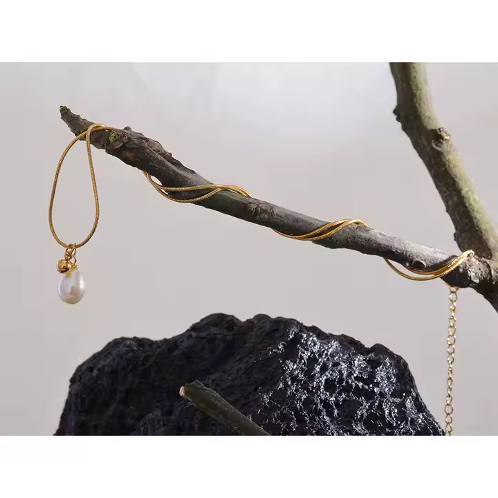 Colar Pingente Pérola Natural - Dourado