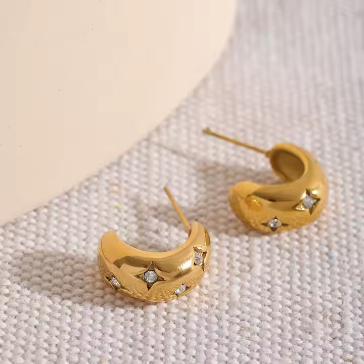 Brincos Star Zirconia - Dourado