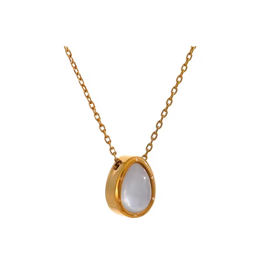 Colar Pedra Natural Opal - Dourado