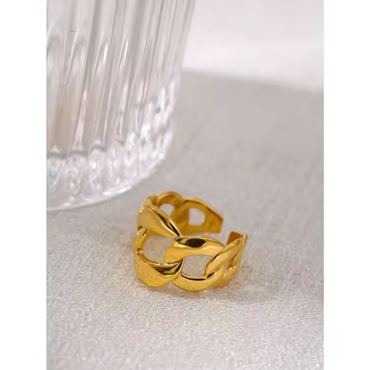 Anel Ajustável Elos - Dourado