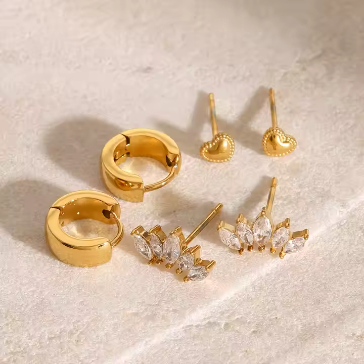 Brincos Conjunto 3 peças - Dourado