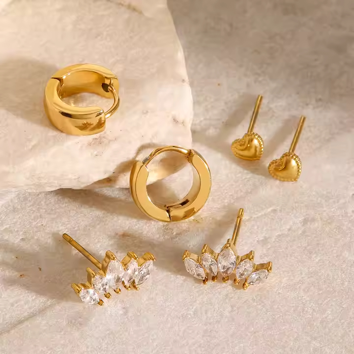 Brincos Conjunto 3 peças - Dourado