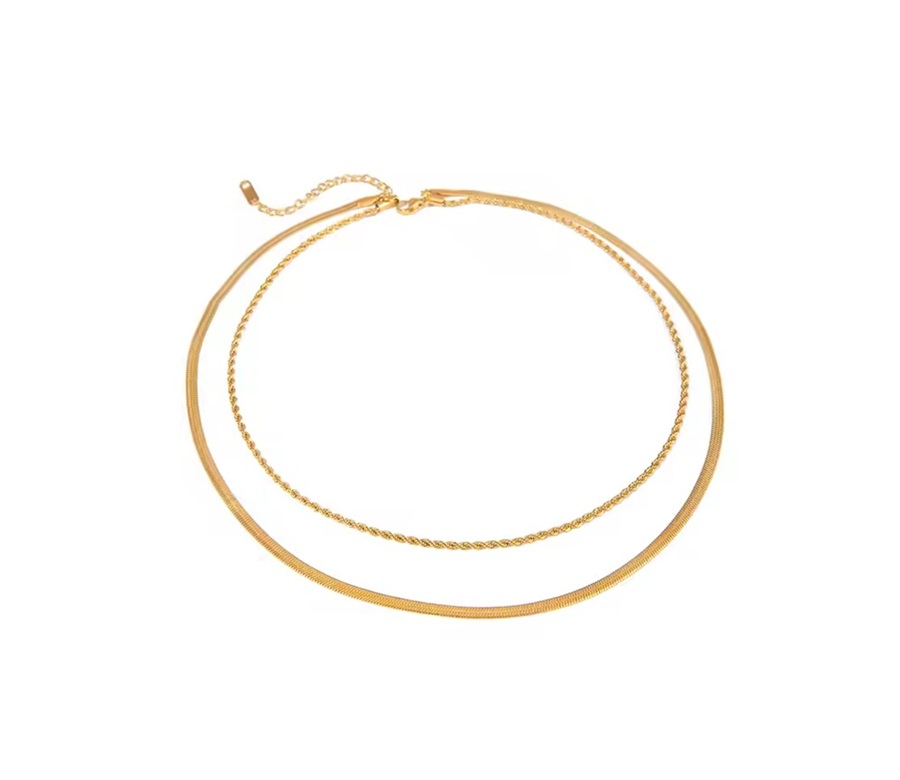 Colar Duplo Snake Chain - Dourado