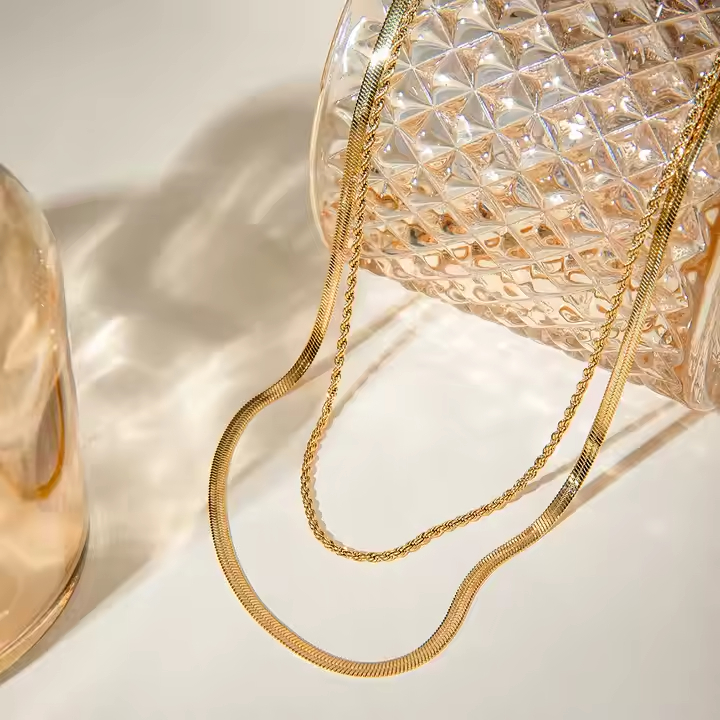 Colar Duplo Snake Chain - Dourado