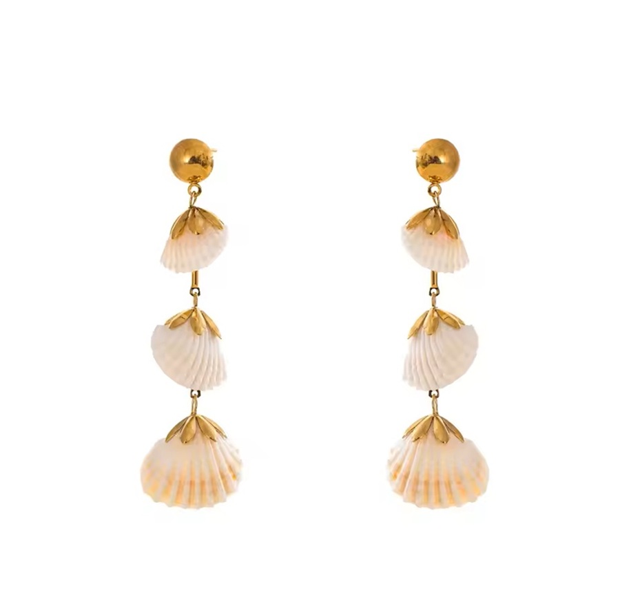 Brincos Conchas Naturais - Dourado