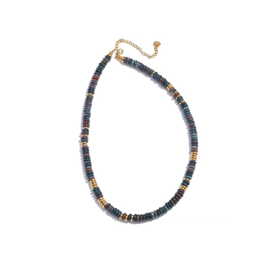 Colar Pedras naturais Amazonita - Dourado