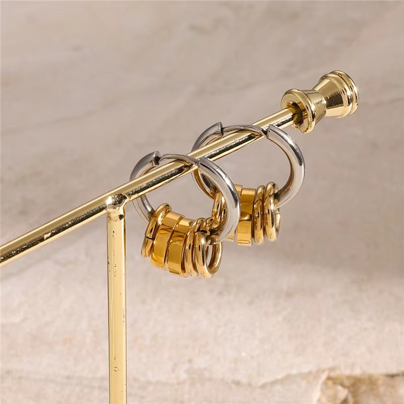 Brincos argolas 2 tons - Dourado/ Prateado