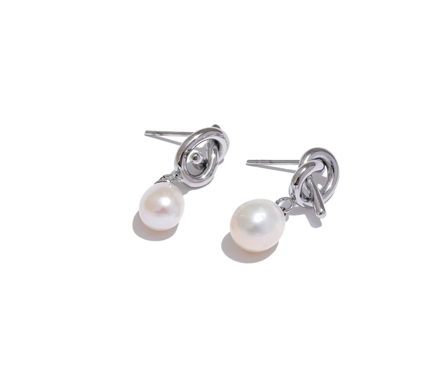 Brincos Nó Pérola de água-doce