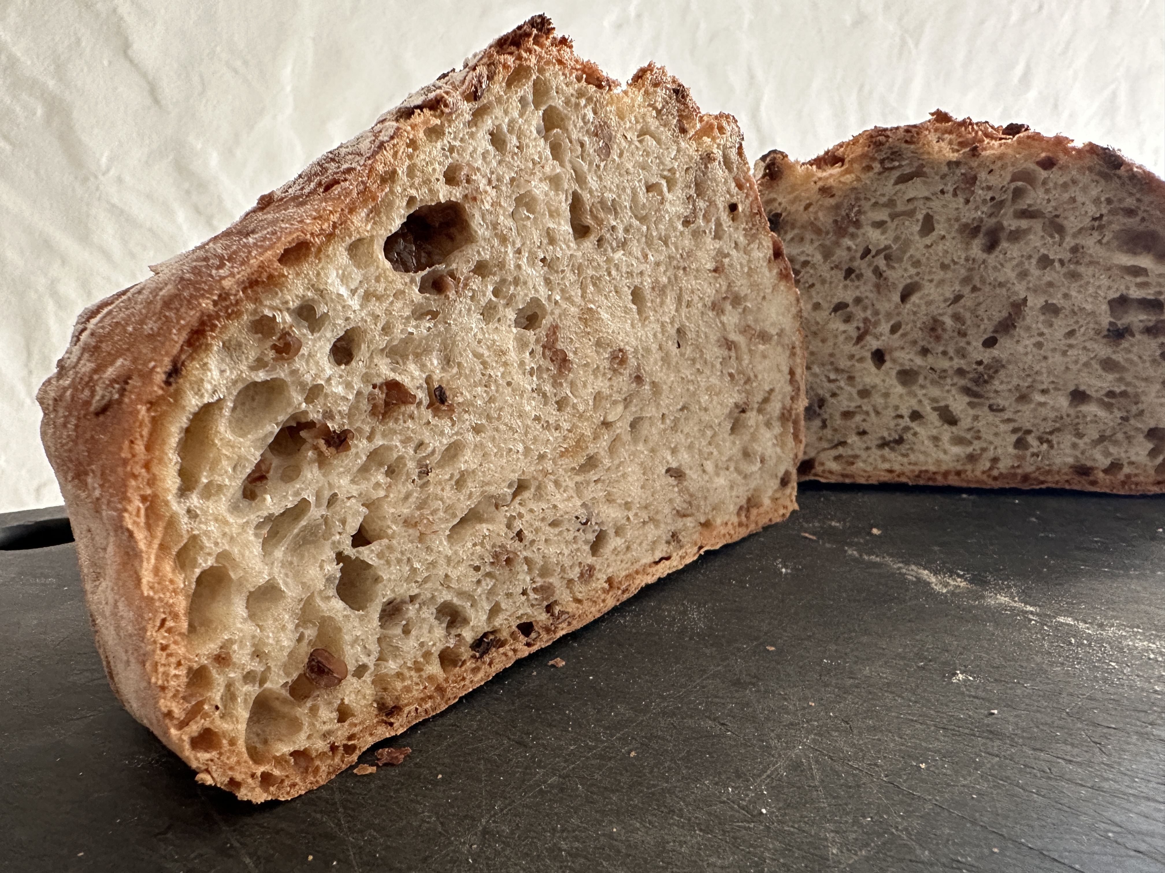 Artisan Boule with organic Malted Wheat Flakes and organic 3 Malts and Sunflower seed flour