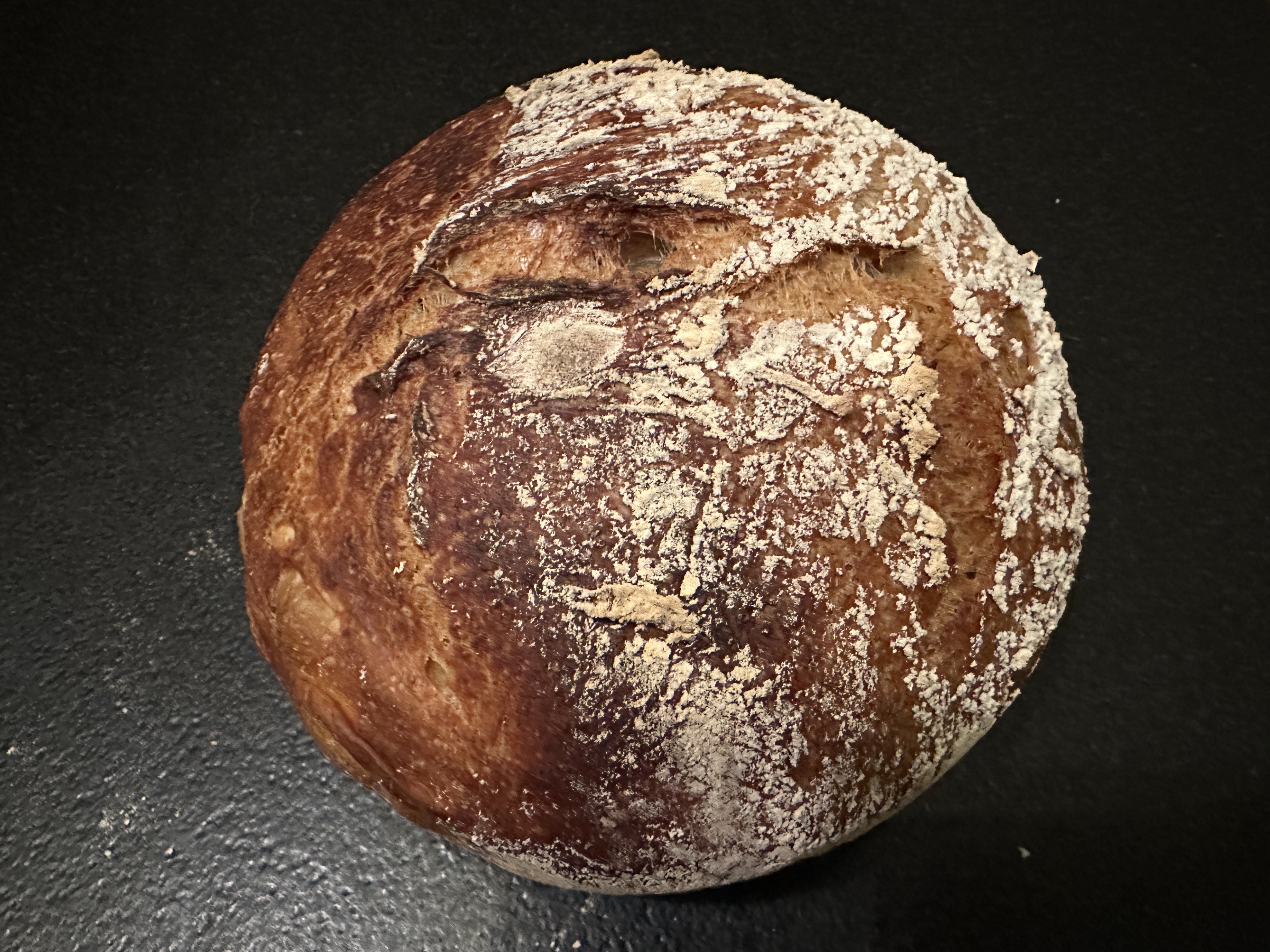 Rustic artisan rye boule with extended fermentation and high hydration