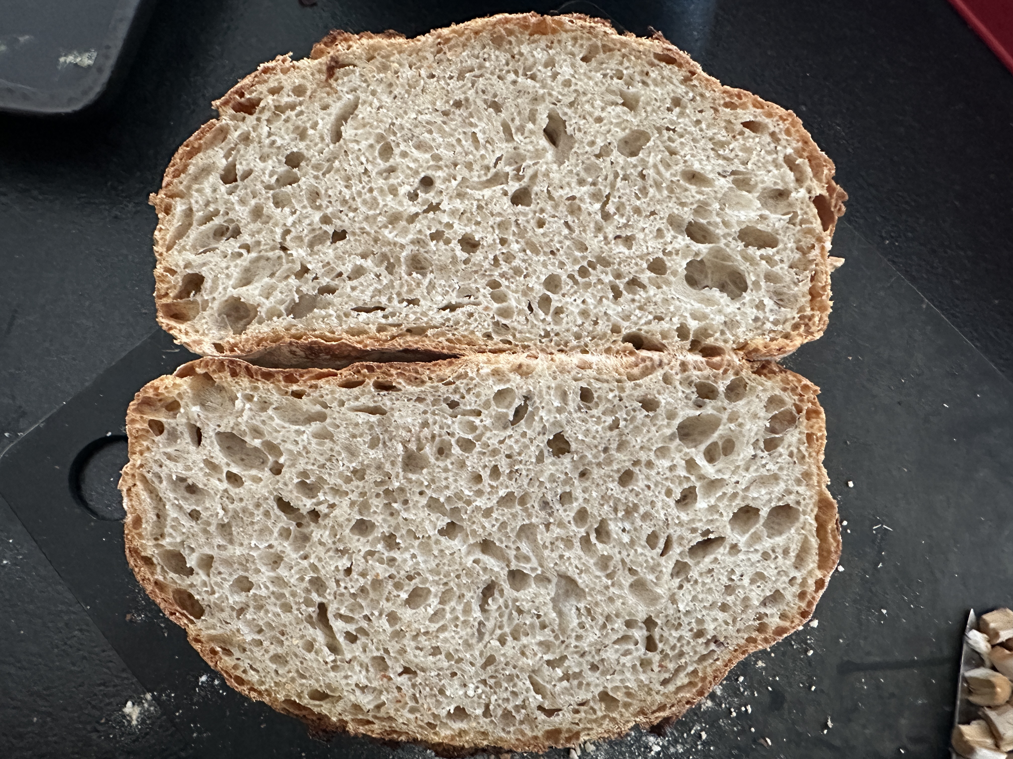Artisan rustic boule with organic white flour and organic 3 malts flour