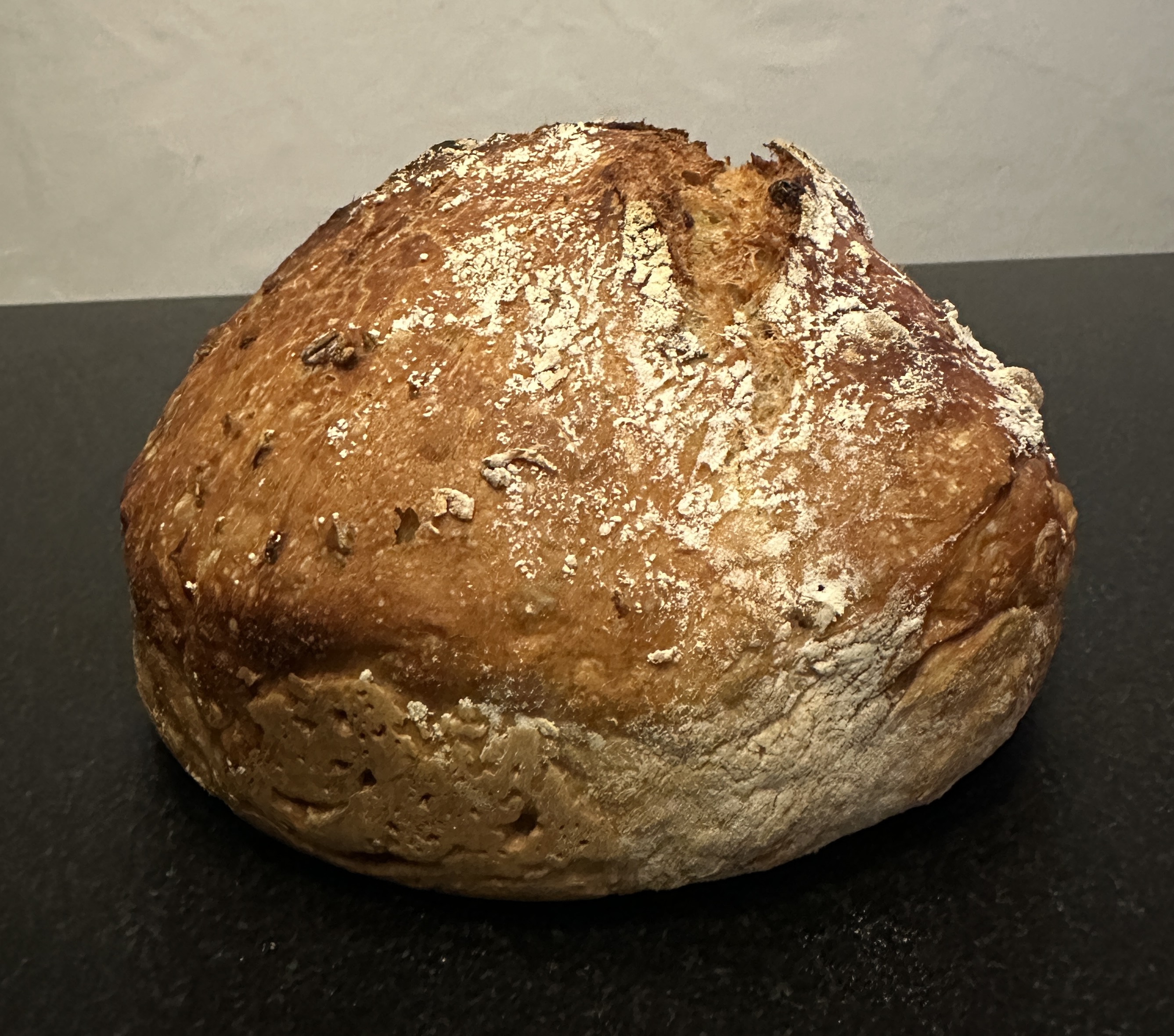 Artisan Boule with organic Malted Wheat Flakes and organic 3 Malts and Sunflower seed flour