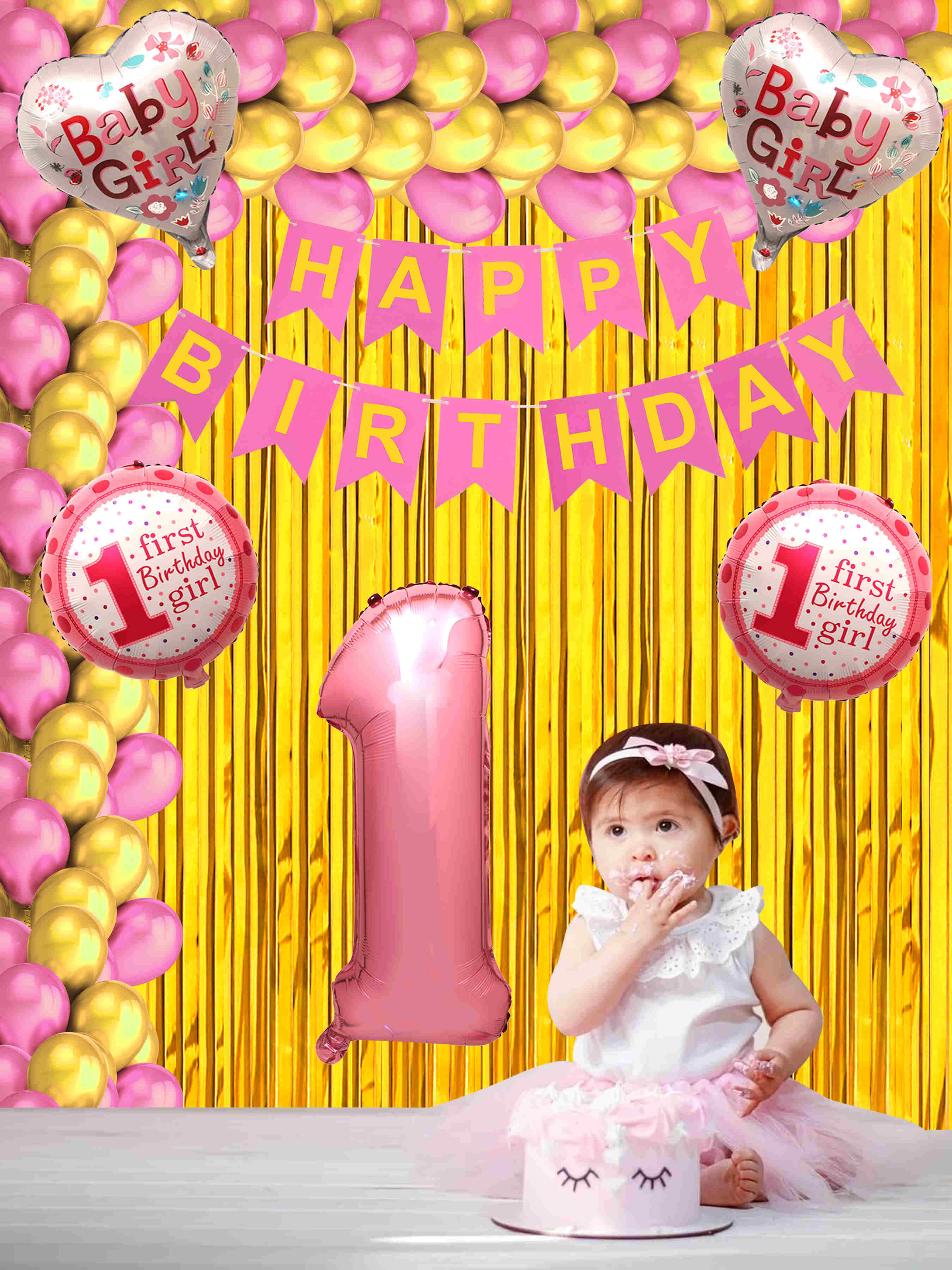 1ST BIRTHDAY GIRL DECORATION COMBO KIT